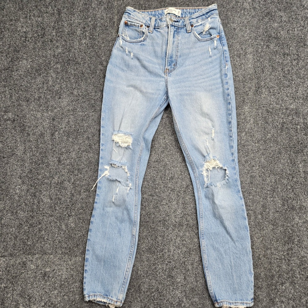 Abercrombie & Fitch Curve Love Distressed Jeans Light Wash Womens Size 24 00